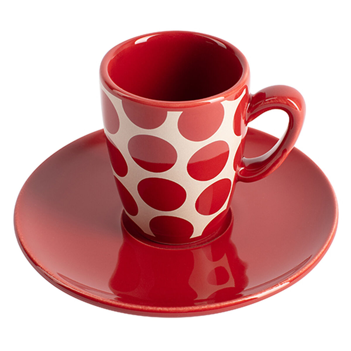 Set da Caffè Benetton Rosso Gres Pois 4 Pezzi